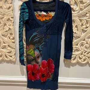 Desigual Navy Blue Artistic Top